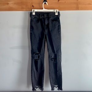 American Eagle Black Slim Straight Crop Jeans